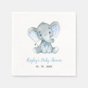 Serviette En Papier Baby shower Napkin (éléphant bleu pour les garçons