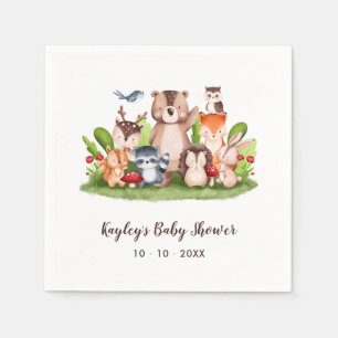 Serviette En Papier Baby shower Napkins Bois Animaux Forêt Boho