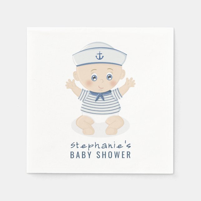 Serviette En Papier Baby shower Nautical Baby Boy (Devant)