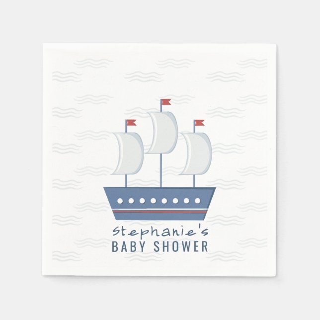Serviette En Papier Baby shower Nautical Baby Boy (Devant)
