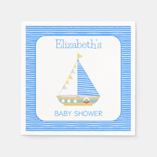 Serviette En Papier Baby shower Nautical Blue Stripe