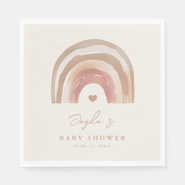Serviette En Papier Baby shower neutre arc-en-ciel Boho (Devant)