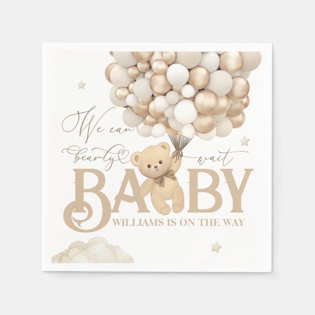 Serviette En Papier Baby shower neutre de l'ours (Devant)