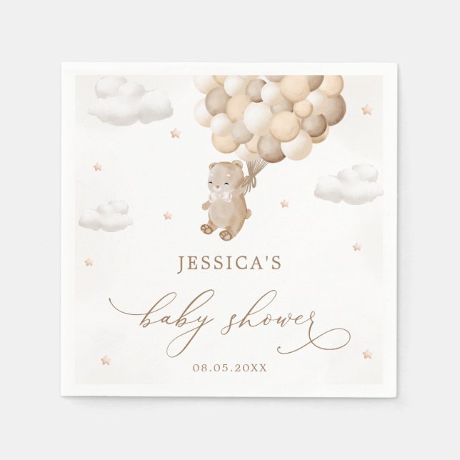 Serviette En Papier Baby shower neutre de l'ours en peluche (Devant)