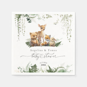 Serviette En Papier Baby shower Neutre des animaux des bois