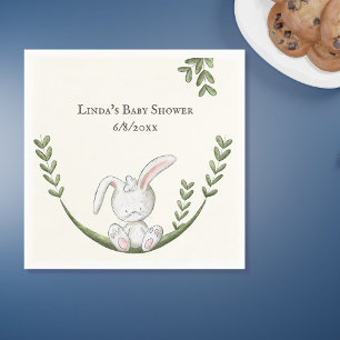 Serviette En Papier Baby shower neutre du sexe du lapin blanc