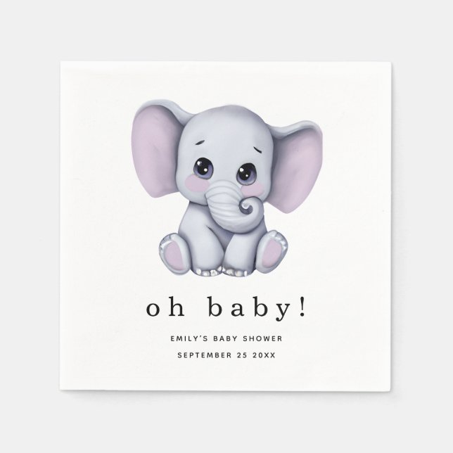 Serviette En Papier Baby shower neutre homme éléphant (Devant)
