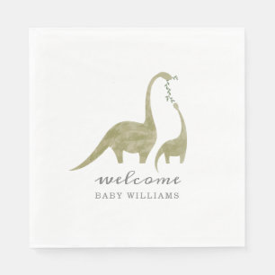 Serviette En Papier Baby shower neutre maman et bébé dinosaure