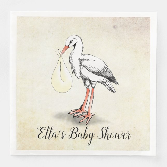 Serviette En Papier Baby shower Neutre Sexe Stork serviettes (Devant)
