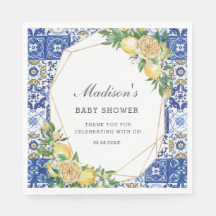 Serviette En Papier Baby shower nuptial méditerranéen citron