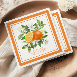 Serviette En Papier Baby Shower Orange Citrus Little Cutie en Route