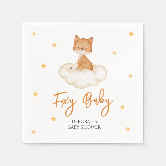 Serviette En Papier Baby shower Orange Cute Fox (Devant)