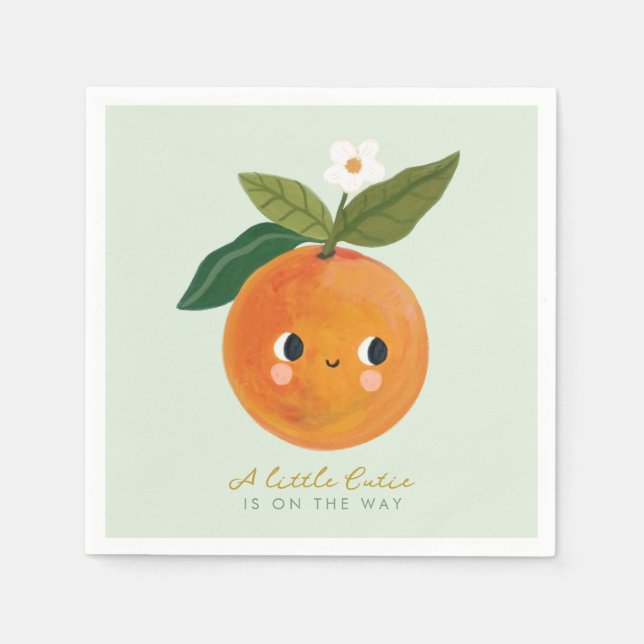 Serviette En Papier Baby shower orange de Little Cutie (Devant)