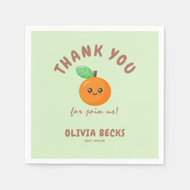 Serviette En Papier Baby shower orange de Little Cutie (Devant)