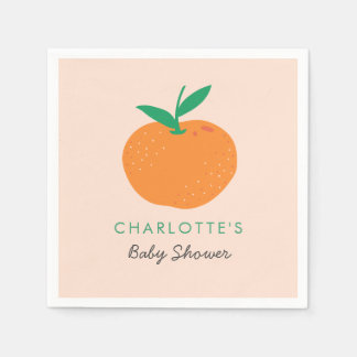 Serviette En Papier Baby shower orange Little Cutie