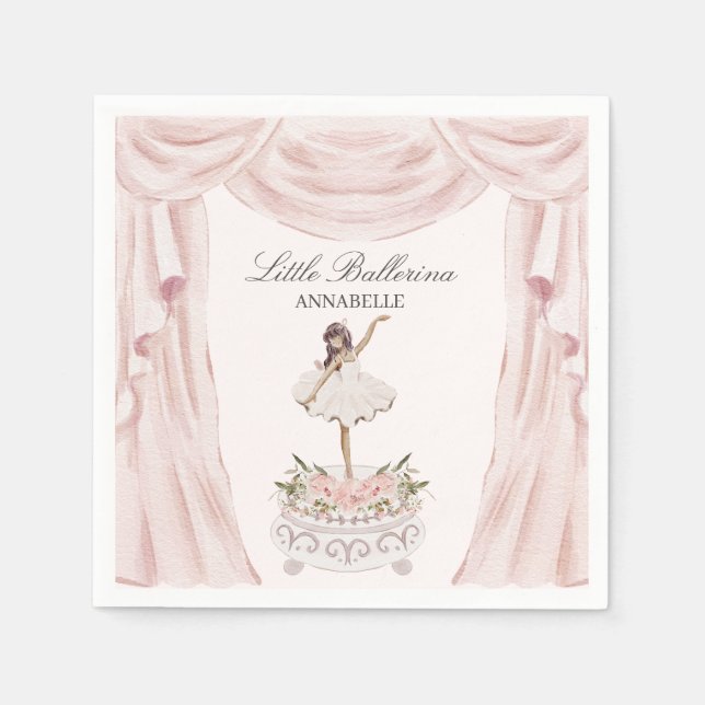 Serviette En Papier Baby shower ou anniversaire rose Little Ballerina (Devant)