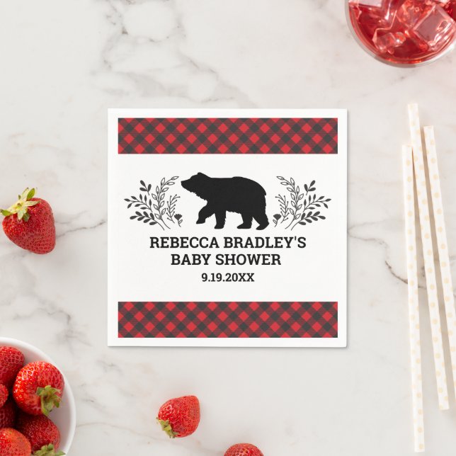 Serviette En Papier Baby shower Ours de bûcheron Napkin (En situation)