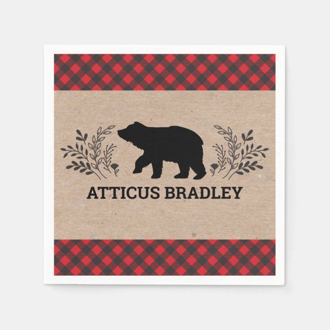 Serviette En Papier Baby shower Ours de bûcheron Napkin (Devant)