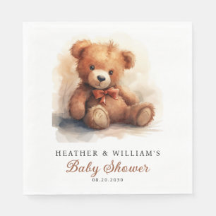 Serviette En Papier Baby Shower Ours en Peluche Neutre 