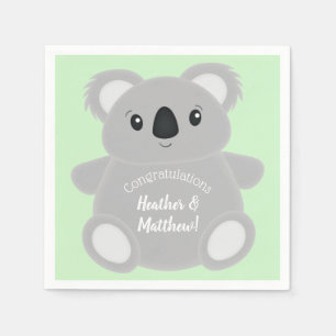 Serviette En Papier Baby shower Ours Koala Vert