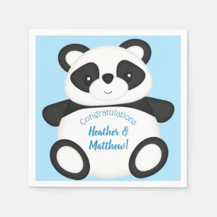 Serviette En Papier Baby shower Ours Panda Bleu