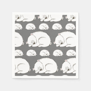 Serviette En Papier Baby shower Ours polaire Hiver gris Sexe Neutre
