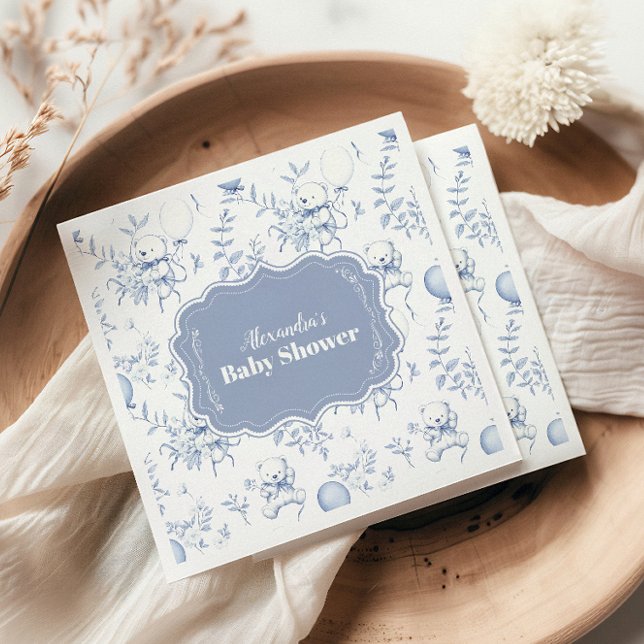 Serviette En Papier Baby shower Ours Toile De Jouy (Créateur téléchargé)