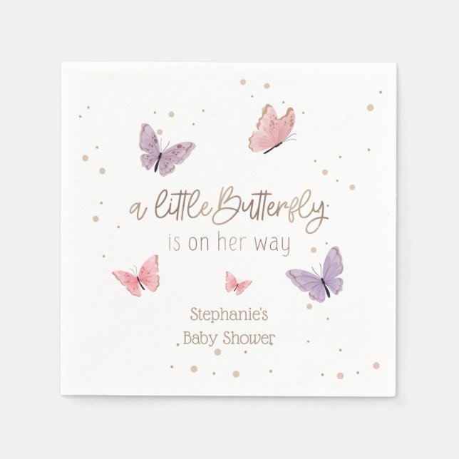 Serviette En Papier Baby shower Papillon sur le chemin (Devant)