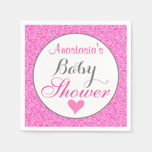 Serviette En Papier Baby shower Parties scintillant rose chaud Girly &