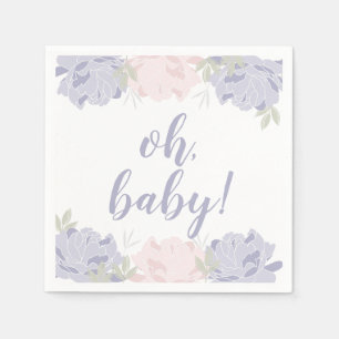 Serviette En Papier Baby shower Pastel Pink & Purple Peonies
