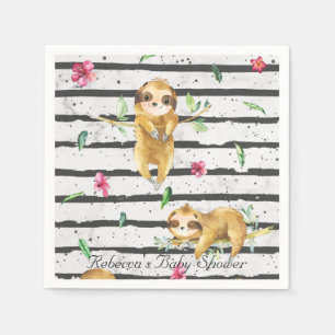 Serviette En Papier Baby Shower Personnalisé Adorable Paresseux Tropic