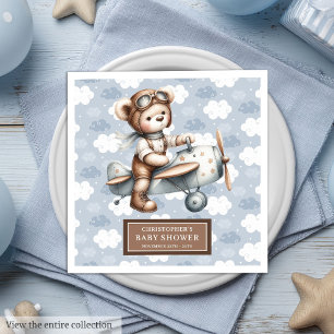 Serviette En Papier Baby shower personnalisé avec pilote d'ours en pel