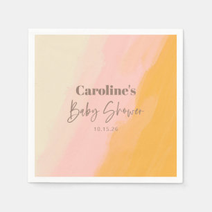 Serviette En Papier Baby shower personnalisé Boho Pink Yellow Script