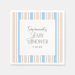 Serviette En Papier Baby shower personnalisé Brown Motif Bleu Blancs