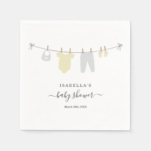 Serviette En Papier Baby shower personnalisé Genre Neutre Jaune