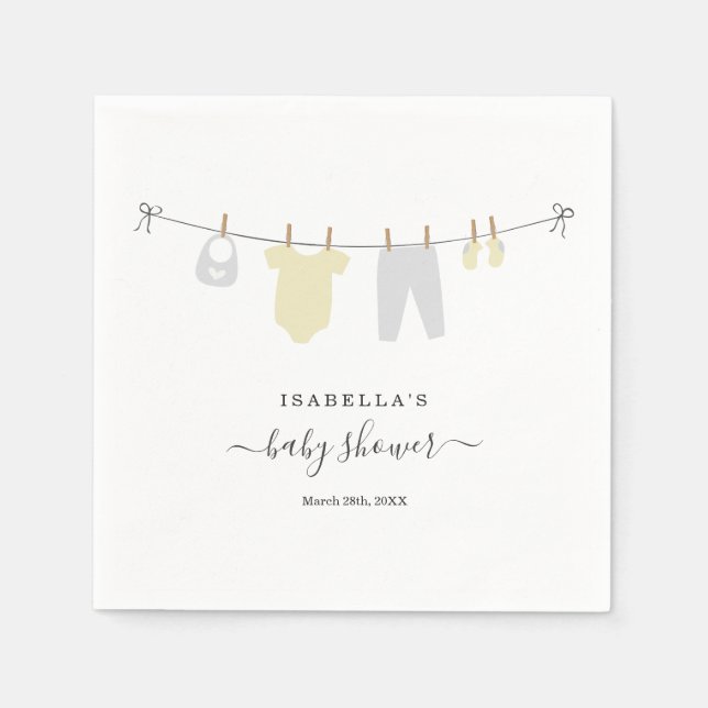 Serviette En Papier Baby shower personnalisé Genre Neutre Jaune (Devant)