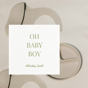 Serviette En Papier Baby Shower Personnalisé Vert Garçon