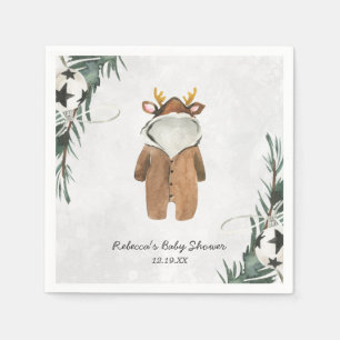 Serviette En Papier Baby-Shower Personnalisée Petit Renne de Noël