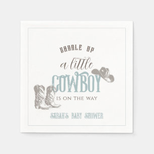 Serviette En Papier Baby shower petit cowboy Western Blue Boy