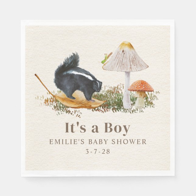 Serviette En Papier Baby shower petit puant Bois Skunk Boy (Devant)