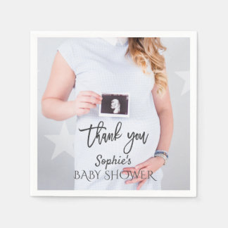 Serviette En Papier Baby shower photo de charme Merci d'écriture