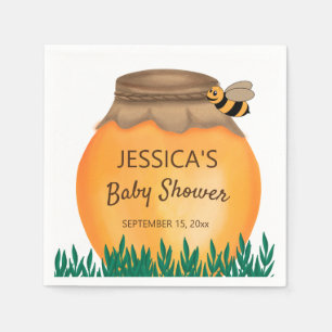Serviette En Papier Baby Shower Pot de Miel Bourdon Blanc