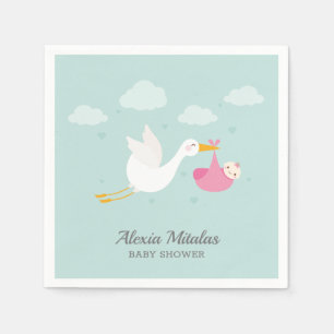 Serviette En Papier Baby shower pour fille Stork Pink Bundle
