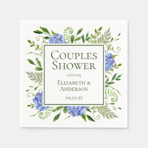 Serviette En Papier Baby Shower pour futurs parents avec des Hortensia