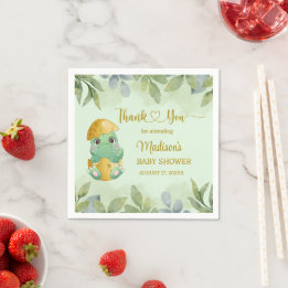 Serviette En Papier Baby shower pour garçons de dinosaures vert