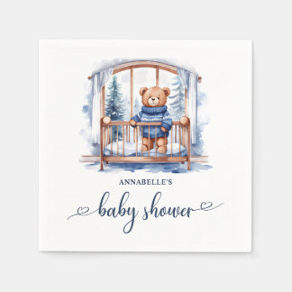 Serviette En Papier Baby shower pour garçons d'hiver Teddy Bear