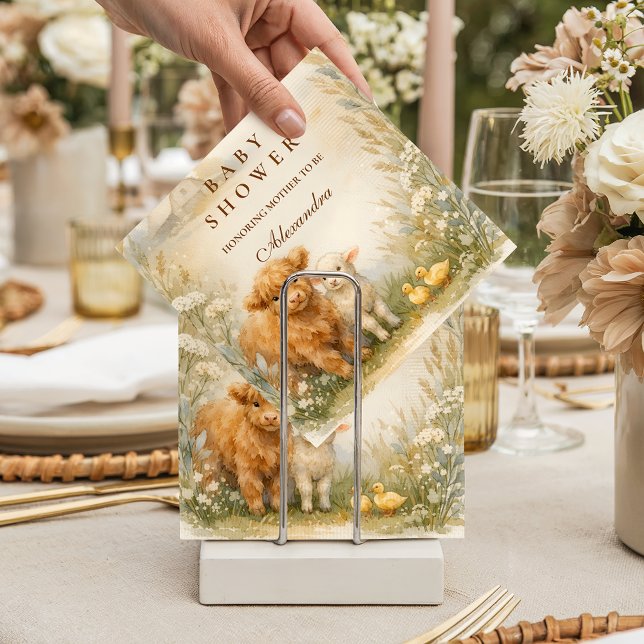 Serviette En Papier Baby Shower Prairie Animaux de la Ferme Vintage (Créateur téléchargé)