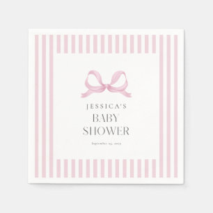 Serviette En Papier Baby shower Preppy rose rayé 