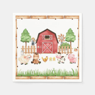Serviette En Papier Baby shower Red Farm Animaux