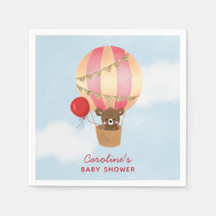 Serviette En Papier Baby shower Red Hot Air Balloon Girl